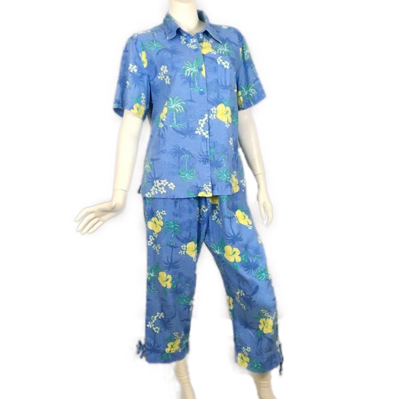 Sunbay Cottons Pants - Sunbay Cottons Shirt Pants Set Blue Hawaiian L